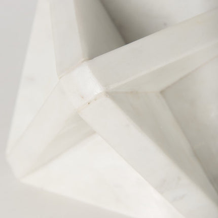 White Marble Geometric Square Sculpture HomeRoots