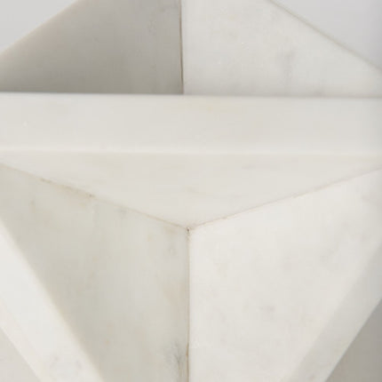 White Marble Geometric Square Sculpture HomeRoots