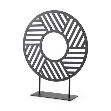 Black Metal Round Geometric Sculpture HomeRoots