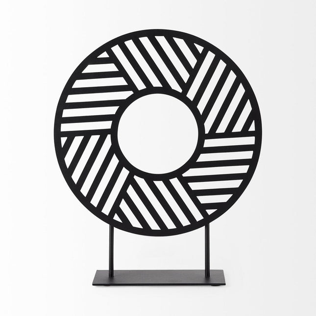 Black Metal Round Geometric Sculpture HomeRoots