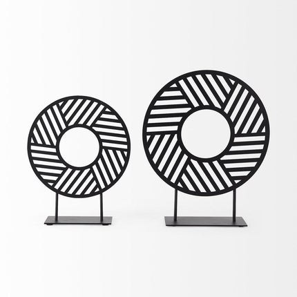Black Metal Round Geometric Sculpture HomeRoots
