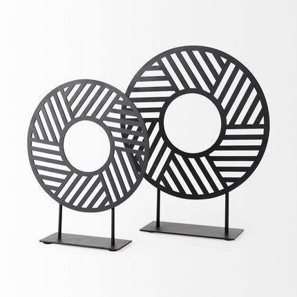 Black Metal Round Geometric Sculpture HomeRoots