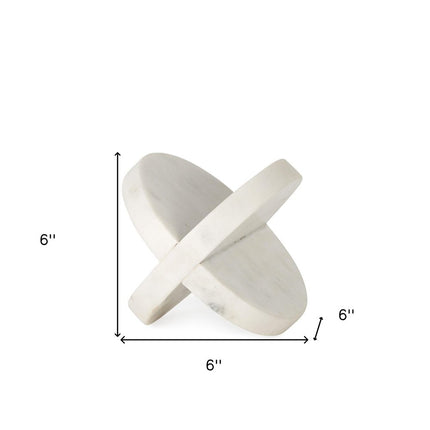 Petite White Marble Circular Sculpture HomeRoots