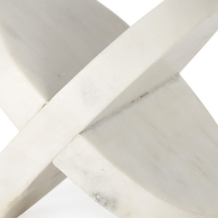 Petite White Marble Circular Sculpture HomeRoots