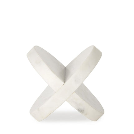 Petite White Marble Circular Sculpture HomeRoots