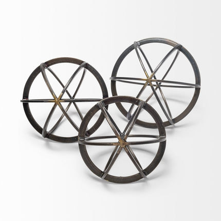 9" Black Metal Round Tabletop Sculpture HomeRoots