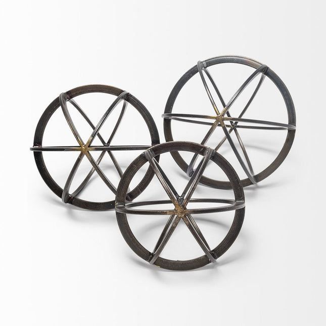 9" Black Metal Round Tabletop Sculpture HomeRoots