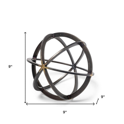 9" Black Metal Round Tabletop Sculpture HomeRoots