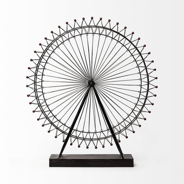 Metal And Wood London Eye Moveable Sculpture HomeRoots