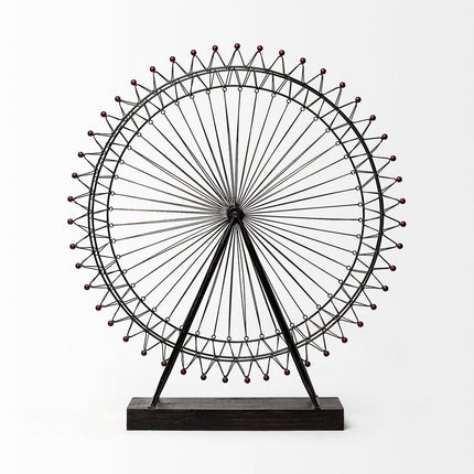 Metal And Wood London Eye Moveable Sculpture HomeRoots
