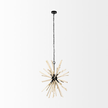 Wood And Metal Starburst Six Bulb Hanging Light HomeRoots