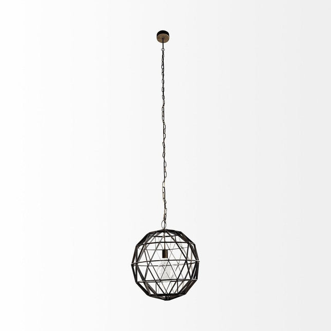 Black Metal Geometric Globe Hanging Light HomeRoots