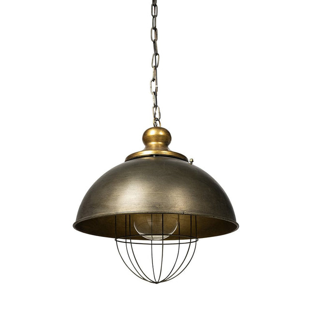 Rustic Gold Tone Metal Dome Hanging Light HomeRoots