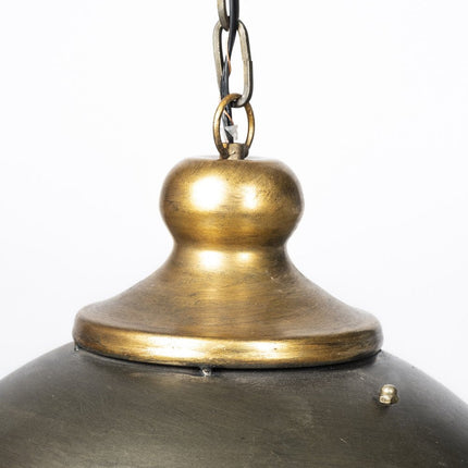 Rustic Gold Tone Metal Dome Hanging Light HomeRoots
