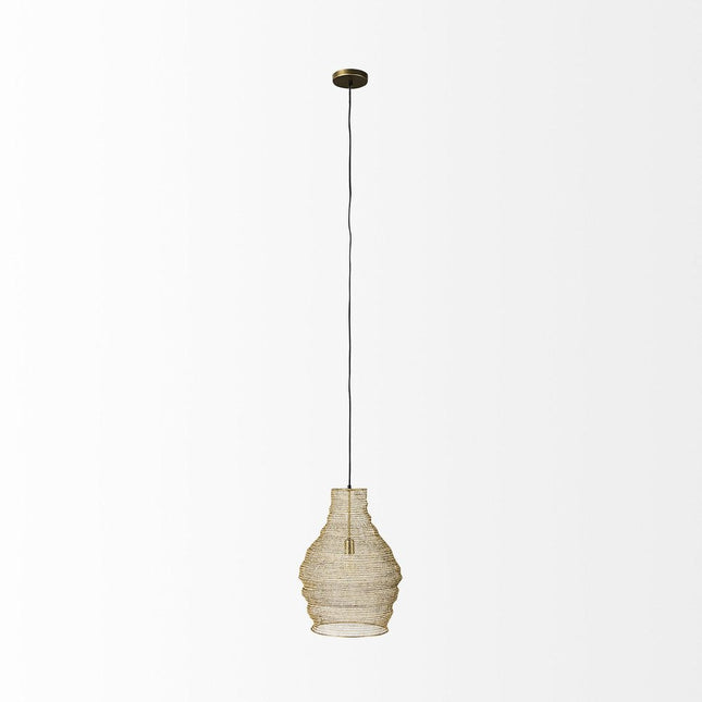 Gold Metal Wire Mesh Hanging Pendant Light HomeRoots