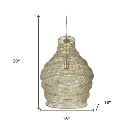 Gold Metal Wire Mesh Hanging Pendant Light HomeRoots