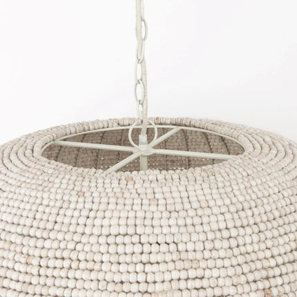 Whitewash Beaded Hanging Chandelier HomeRoots