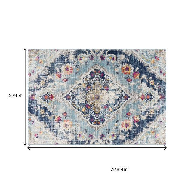 9' X 13' Blue Distressed Medallion Area Rug HomeRoots