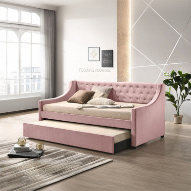 ACME 39380 Lianna Twin Daybed & Trundle, Pink Velvet ACME Furniture