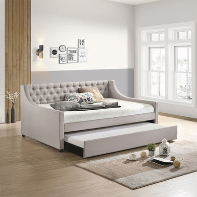 ACME 39385 Lianna Full Daybed & Twin Trundle, Fog Fabric ACME Furniture