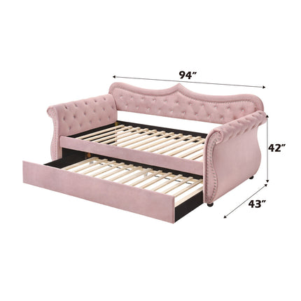 ACME 39420 Adkins Daybed & Trundle, Pink Velvet