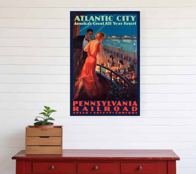 Vintage 1935 Atlantic City Travel Unframed Print Wall Art HomeRoots