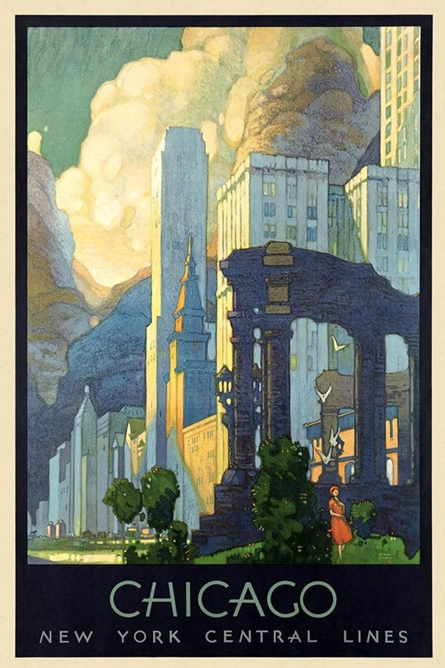 Vintage 1929 Chicago Michigan Ave Travel Unframed Print Wall Art HomeRoots