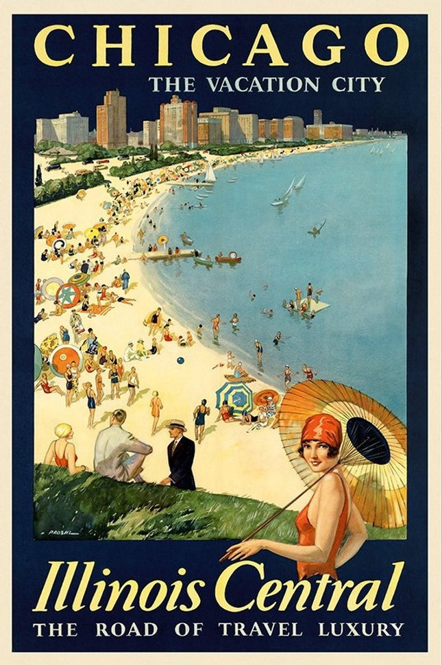 Vintage 1929 Chicago Vacation Travel Unframed Print Wall Art HomeRoots