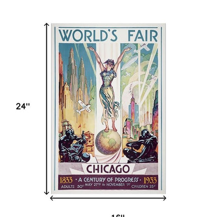 12" x 18" Vintage 1933 Chicago Worlds Fair Wall Art HomeRoots