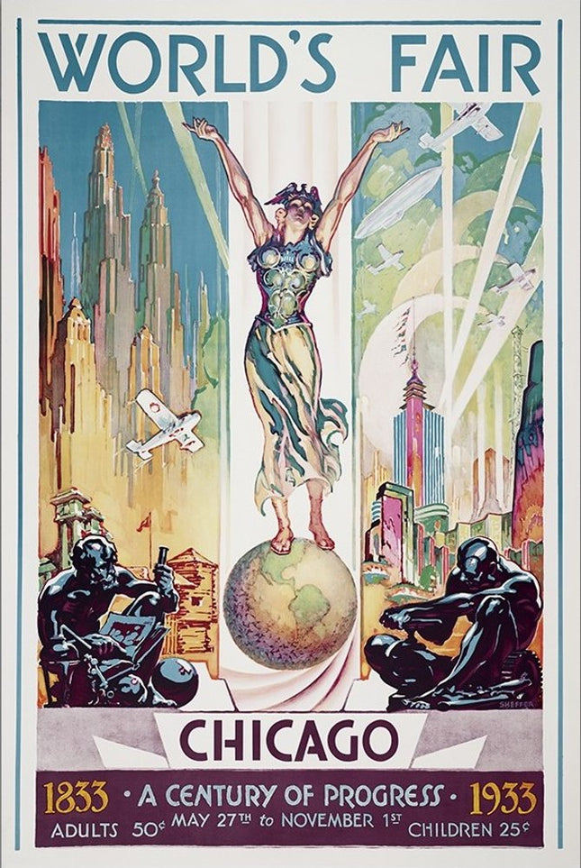 Vintage 1933 Chicago Worlds Fair Unframed Print Wall Art HomeRoots