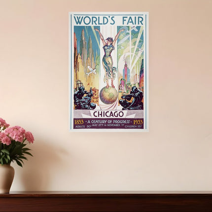 12" x 18" Vintage 1933 Chicago Worlds Fair Wall Art HomeRoots