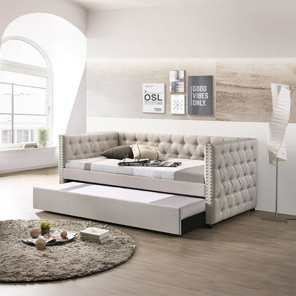 ACME 39440 Romona Twin Daybed & Trundle, Beige Fabric