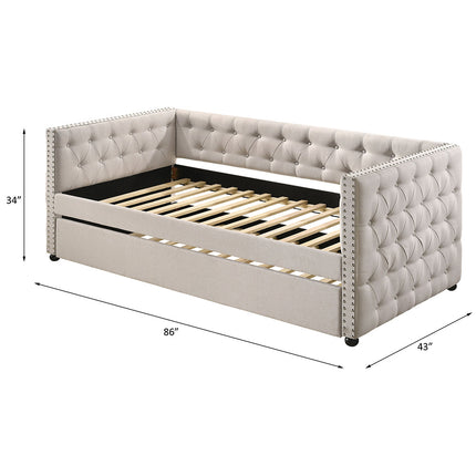 ACME 39440 Romona Twin Daybed & Trundle, Beige Fabric