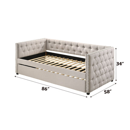 ACME 39445 Romona Full Daybed & Twin Trundle, Beige Fabric