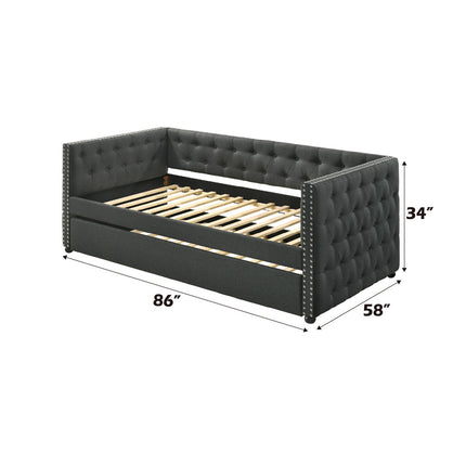 ACME 39455 Romona Full Daybed & Twin Trundle, Gray Fabric