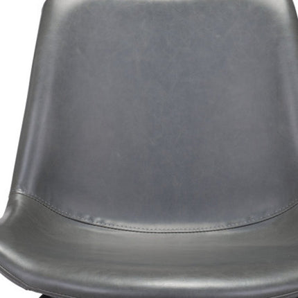 Set of Two Gray And Black Upholstered Faux Leather Dining Side Chairs HomeRoots