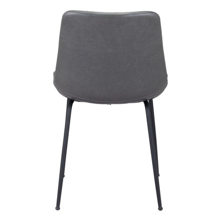 Set of Two Gray And Black Upholstered Faux Leather Dining Side Chairs HomeRoots