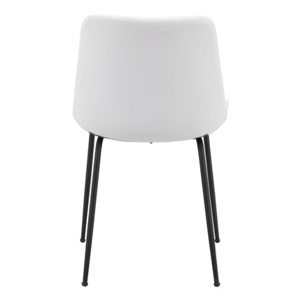 Set of Two White And Black Upholstered Faux Leather Dining Side Chairs HomeRoots