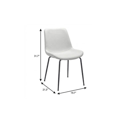 Set of Two White And Black Upholstered Faux Leather Dining Side Chairs HomeRoots