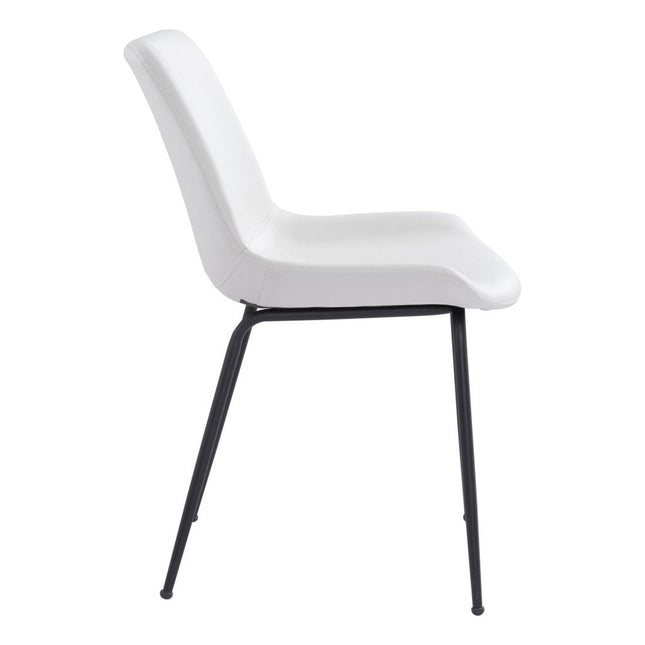Set of Two White And Black Upholstered Faux Leather Dining Side Chairs HomeRoots