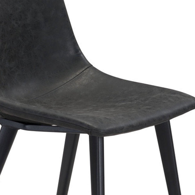 Set of Two Black Faux Leather And Steel Dining Side Chairs HomeRoots