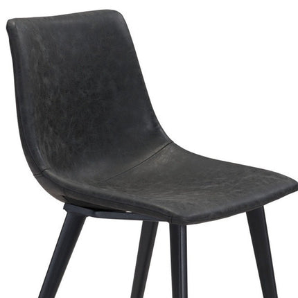 Set of Two Black Upholstered Faux Leather Dining Side chairs HomeRoots