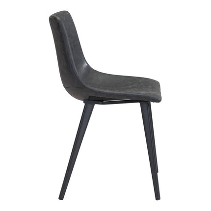 Set of Two Black Upholstered Faux Leather Dining Side chairs HomeRoots