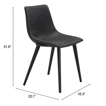 Set of Two Black Upholstered Faux Leather Dining Side chairs HomeRoots