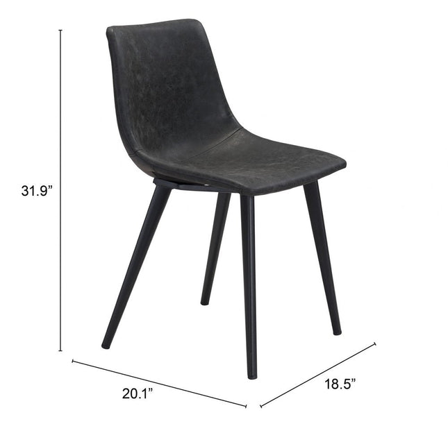 Set of Two Black Upholstered Faux Leather Dining Side chairs HomeRoots