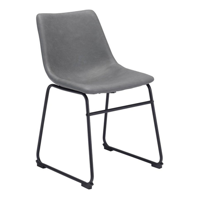 Set of Two Charcoal and Black Upholstered Velvet Dining Side chairs HomeRoots