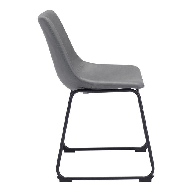 Set of Two Charcoal and Black Upholstered Velvet Dining Side chairs HomeRoots