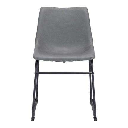 Set of Two Charcoal and Black Upholstered Velvet Dining Side chairs