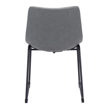 Set of Two Charcoal and Black Upholstered Velvet Dining Side chairs