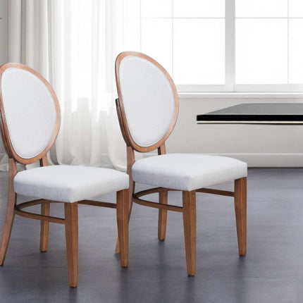 Set of Two Gray And Brown Upholstered Fabric King Louis Back Dining Side Chairs HomeRoots